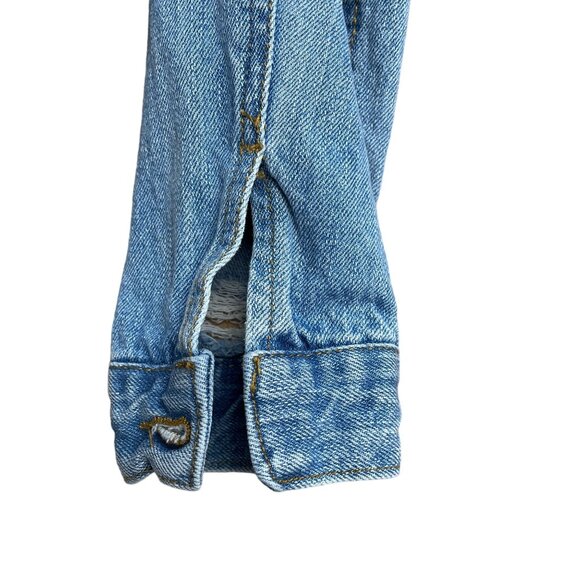 2SABLE JEAN JACKET DISTRESSED BUTTON UP POCKETS SIZE M DENIM BLUE 100% COTTON - Picture 12 of 12